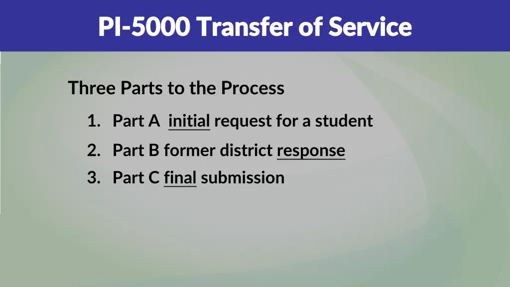 pi pi 5000 transfer of service 5000 transfer