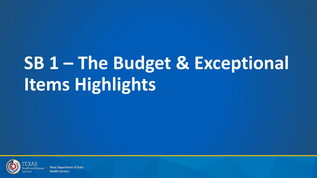 sb 1 the budget exceptional items highlights