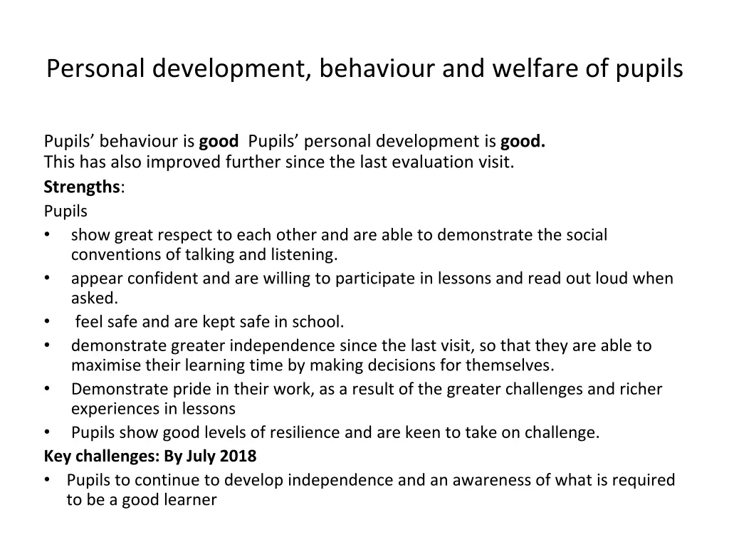 personal development behaviour and welfare