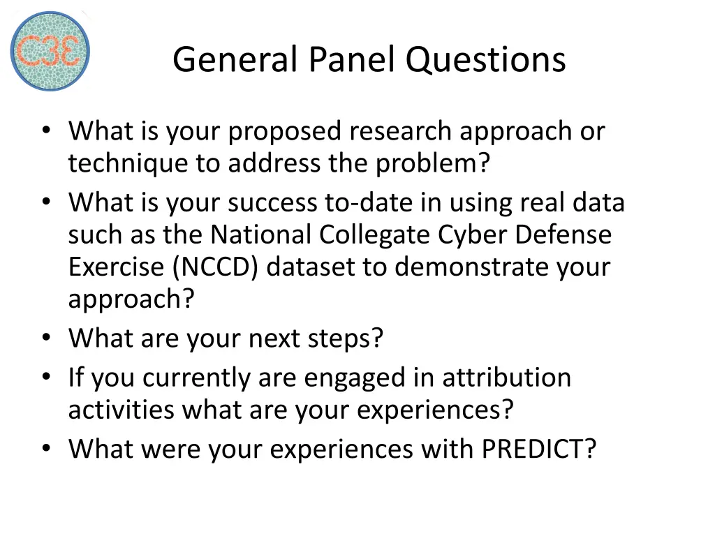 general panel questions
