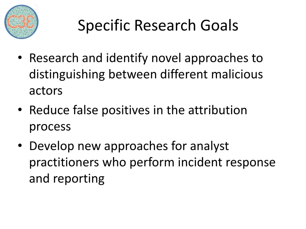 specific research goals