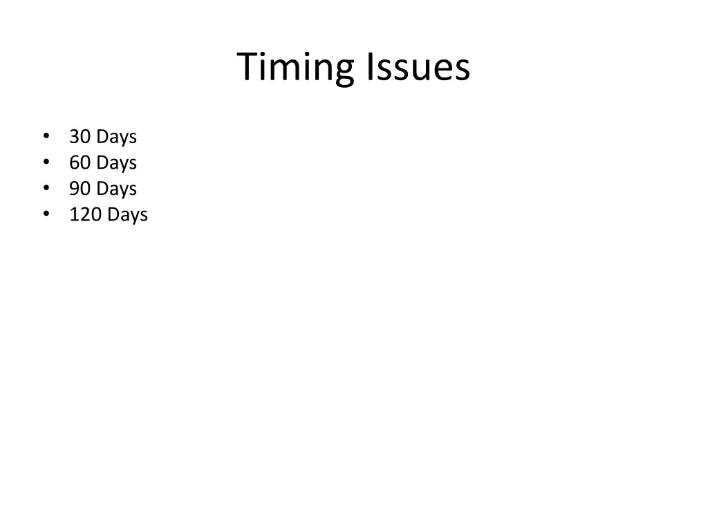 timing issues