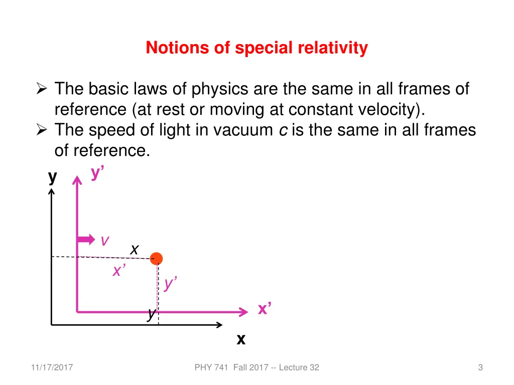 notions of special relativity