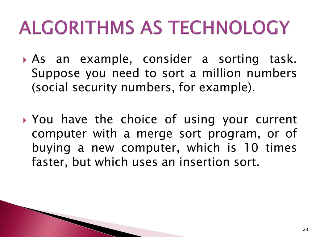 as an example consider a sorting task suppose