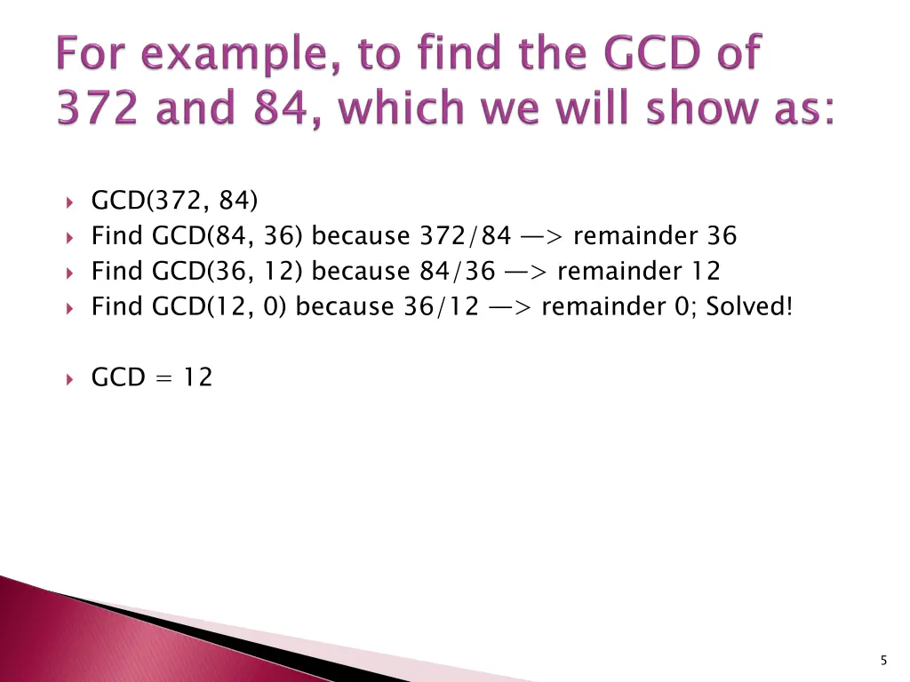 gcd 372 84 find gcd 84 36 because