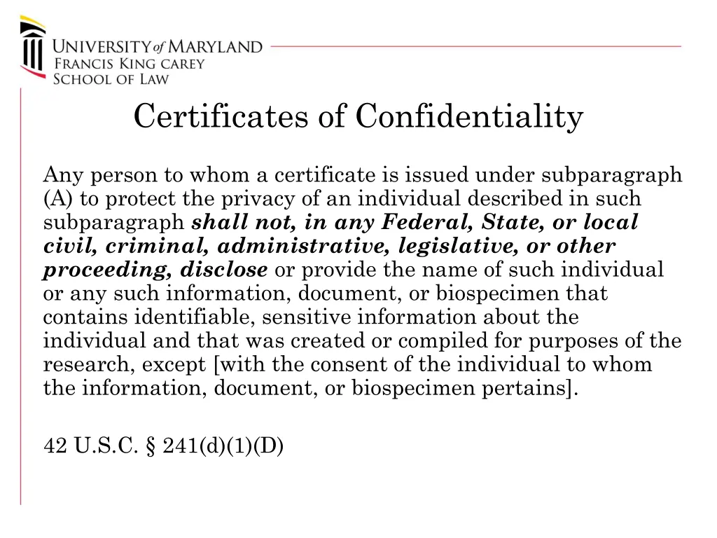 certificates of confidentiality