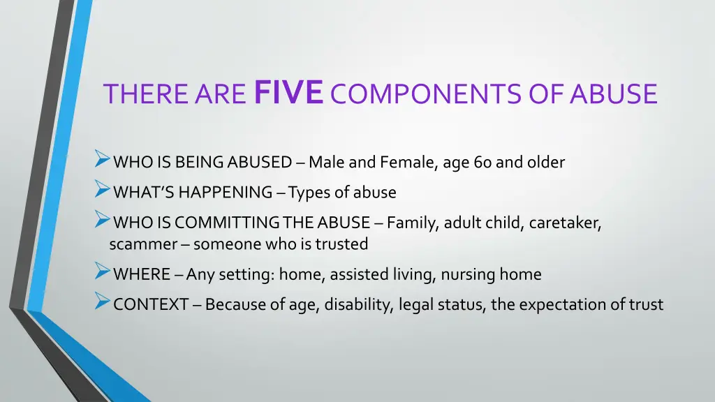 there are five components of abuse
