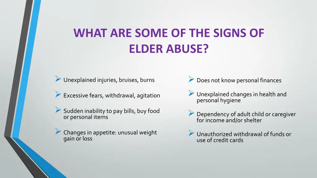 what are some of the signs of elder abuse