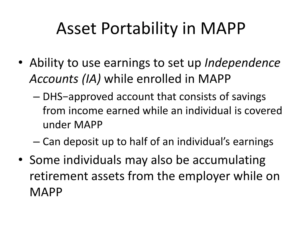 asset portability in mapp
