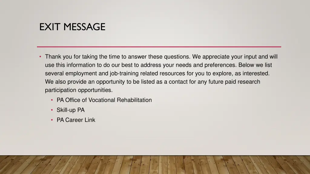 exit message