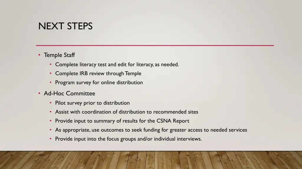 next steps