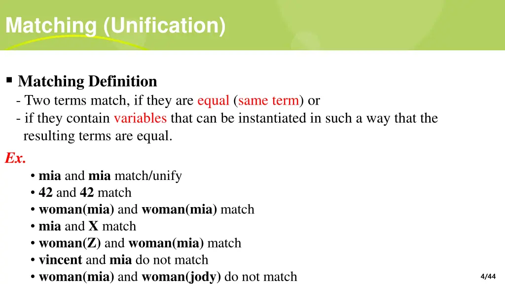 matching unification 1