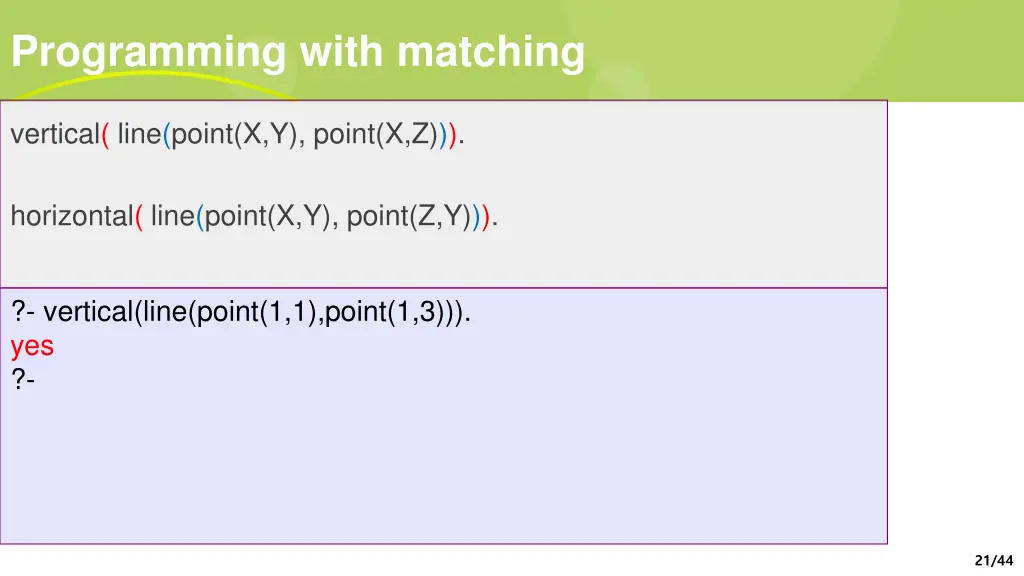 programming with matching