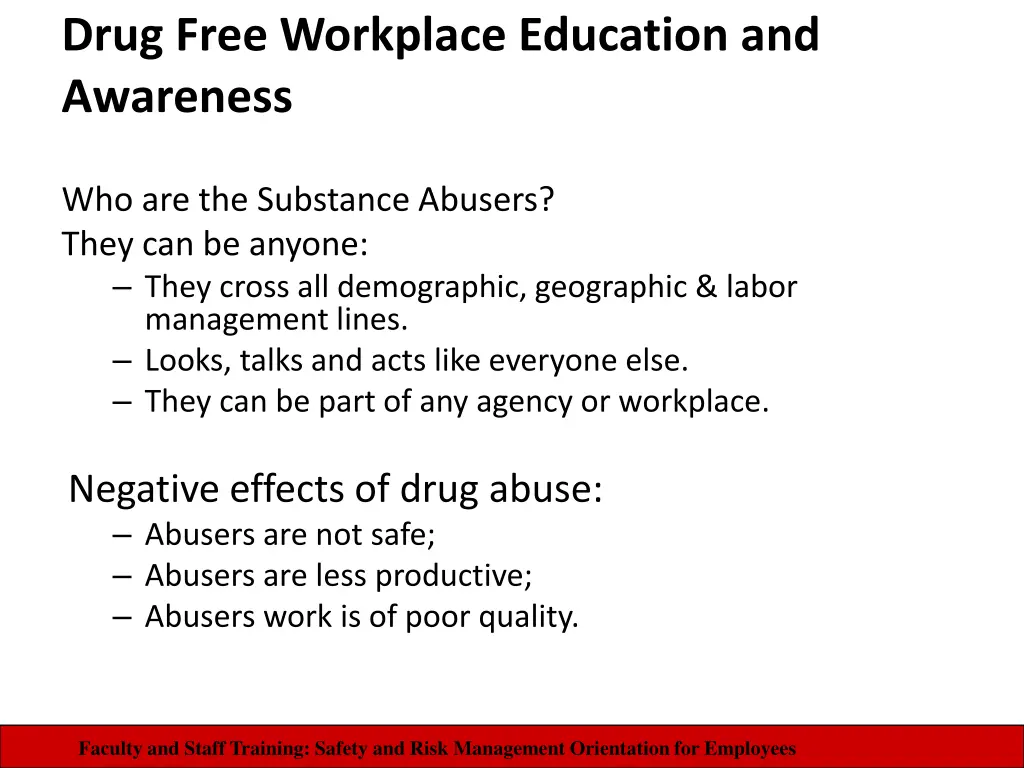 drug free workplace education and awareness
