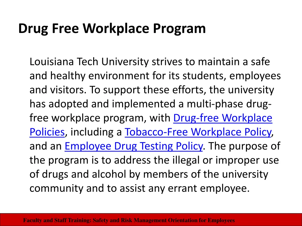 drug free workplace program