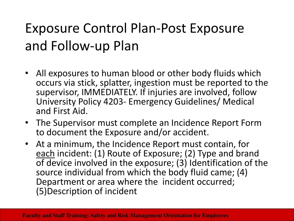 exposure control plan post exposure and follow