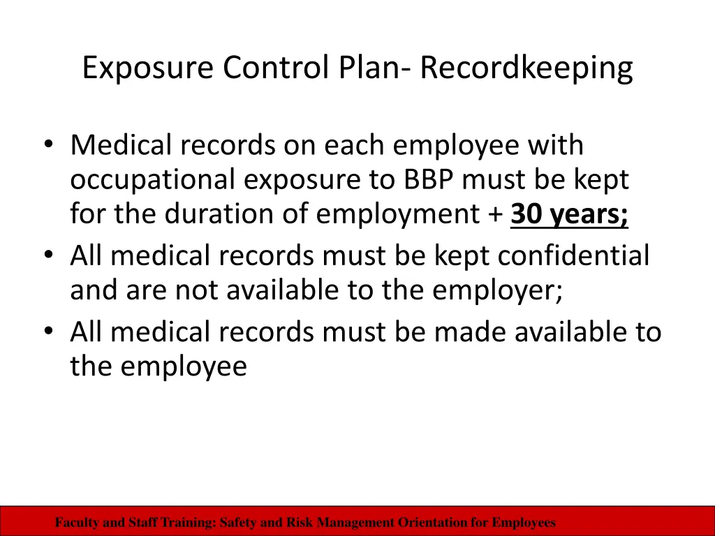 exposure control plan recordkeeping