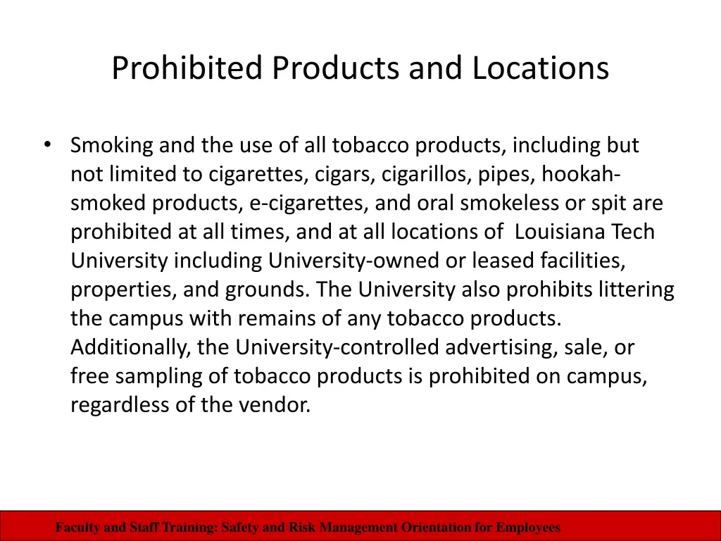 prohibited products and locations