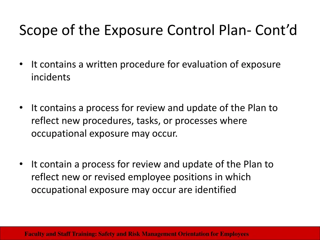 scope of the exposure control plan cont d