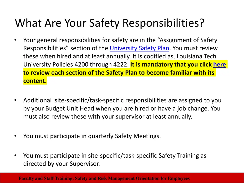 what are your safety responsibilities