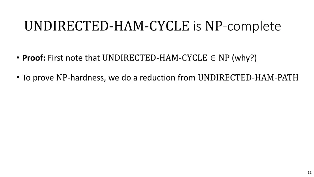 undirected ham cycle is np complete