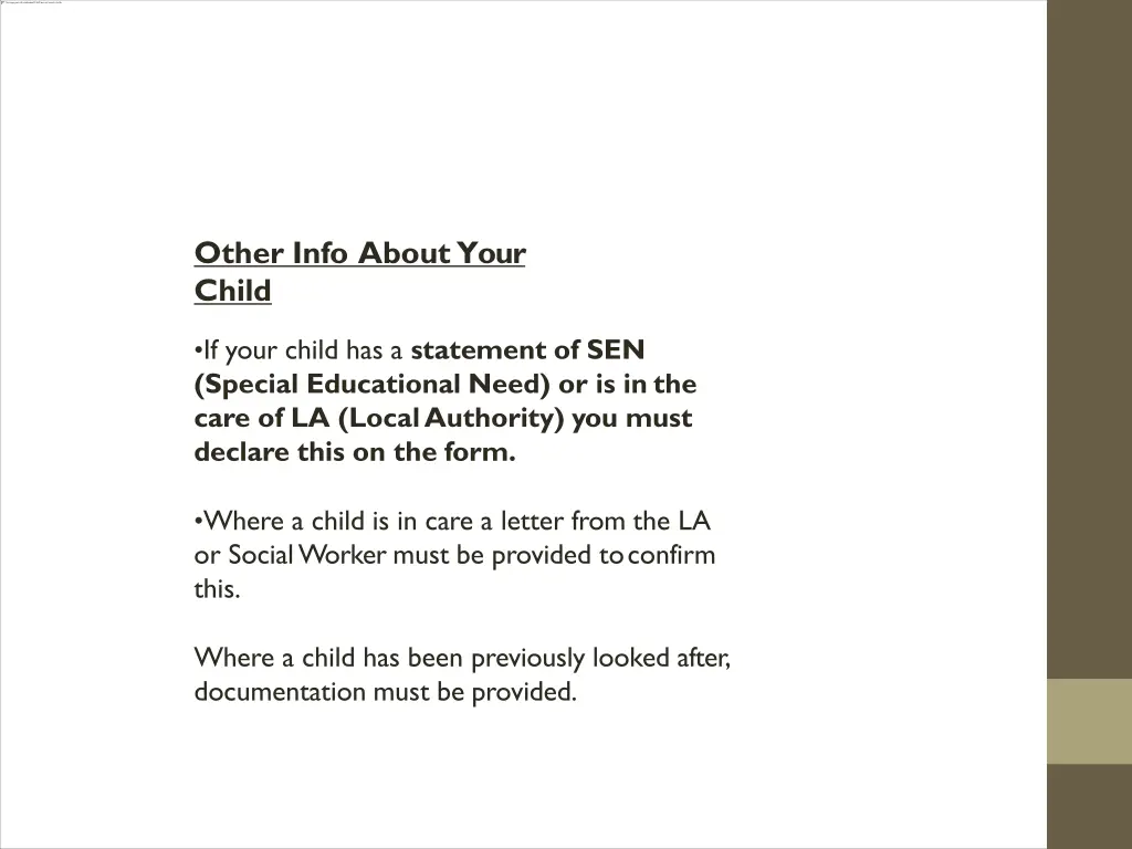 other info aboutyour child
