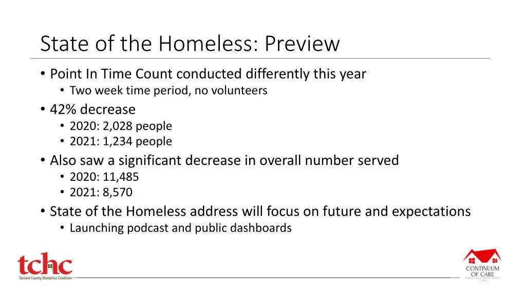 state of the homeless preview point in time count