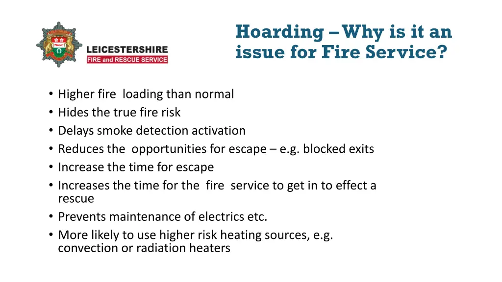 hoarding why is it an issue for fire service