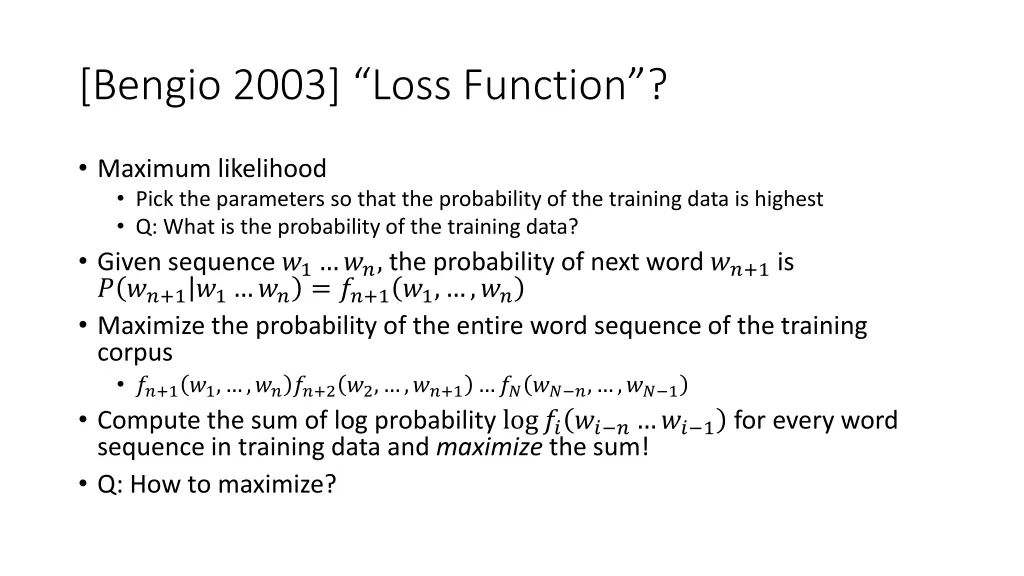 bengio 2003 loss function