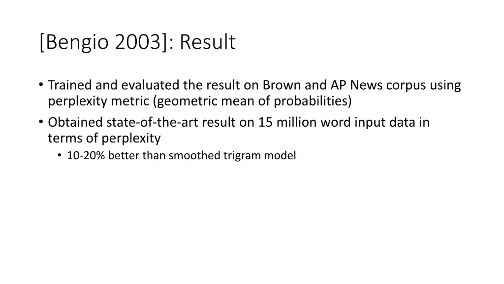 bengio 2003 result