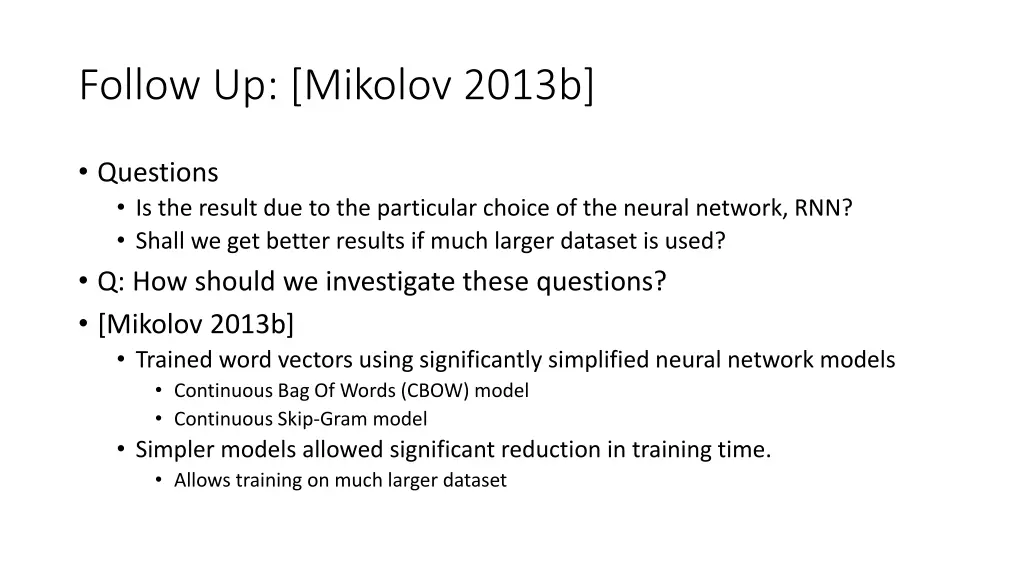 follow up mikolov 2013b