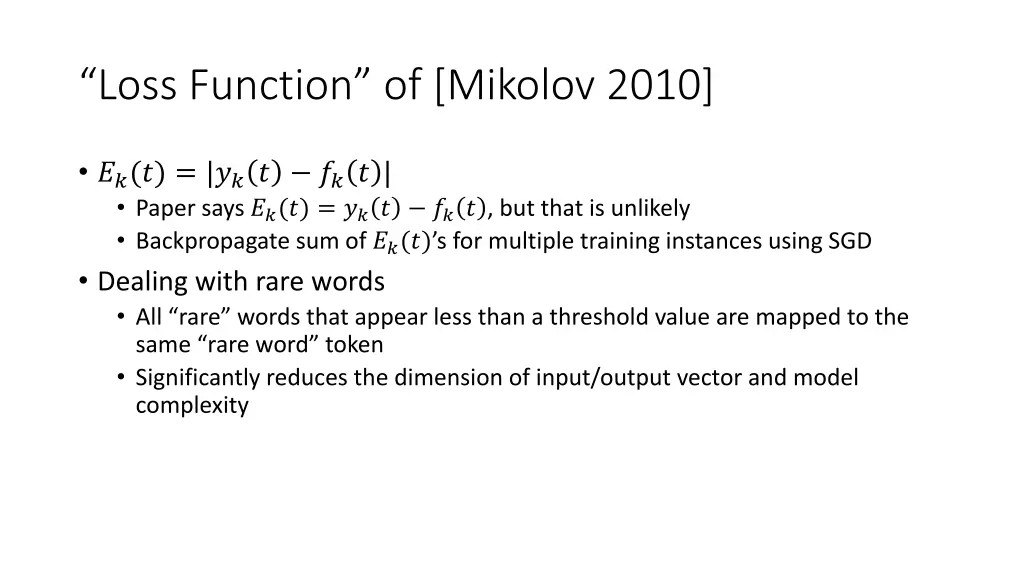 loss function of mikolov 2010
