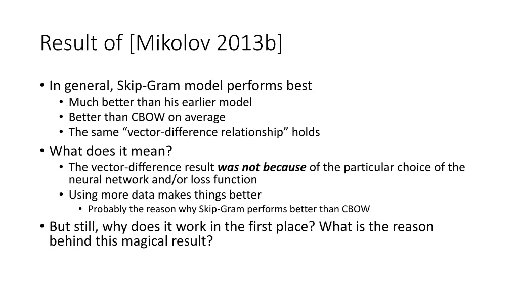 result of mikolov 2013b