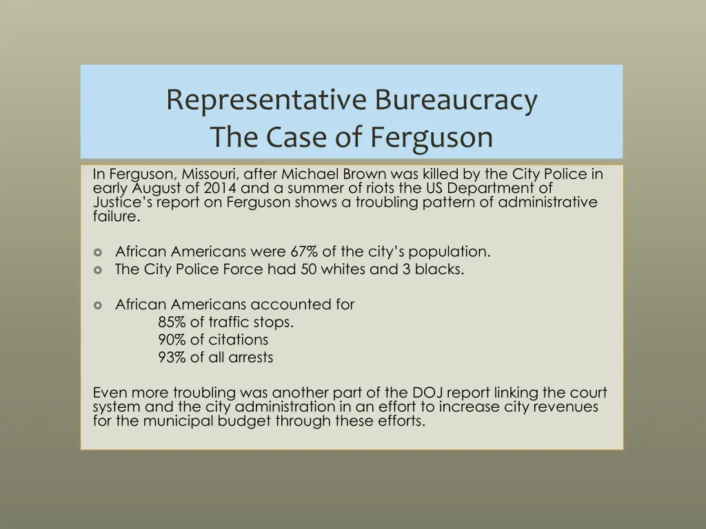 representative bureaucracy the case of ferguson