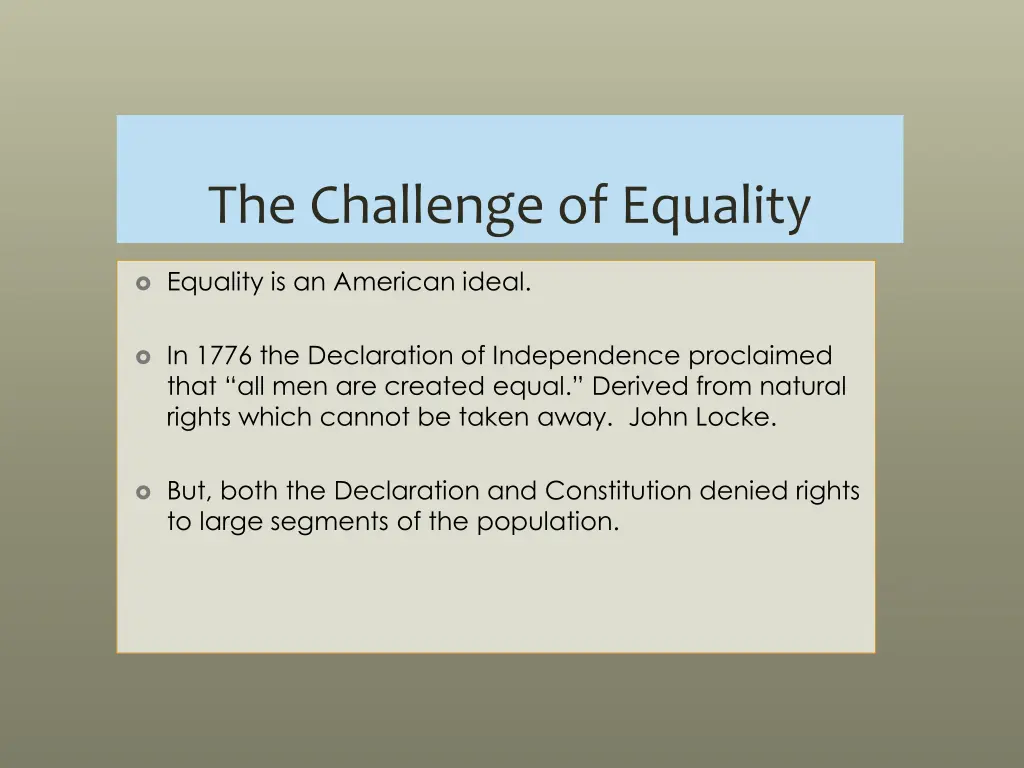 the challenge of equality