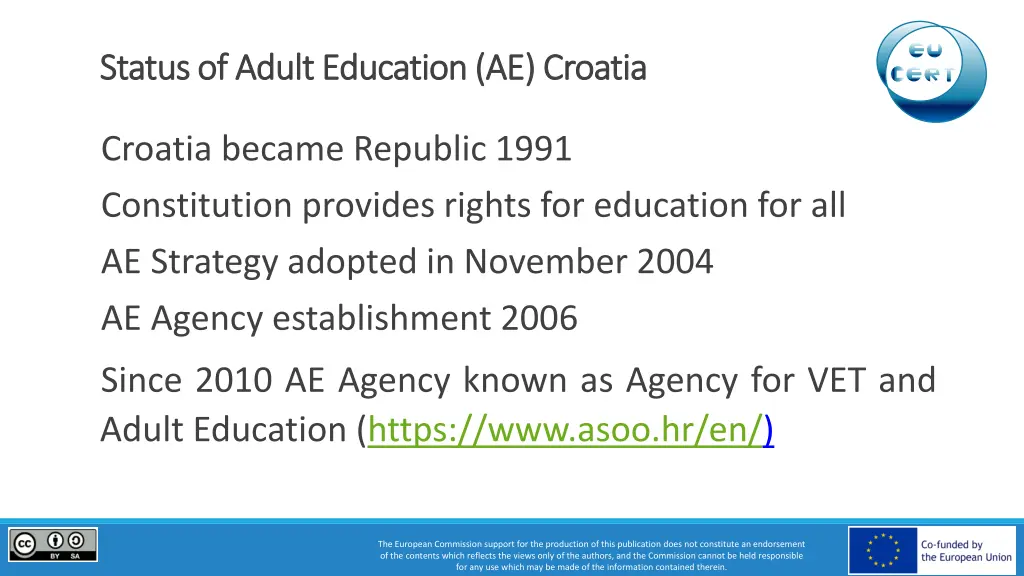 status of adult education ae croatia status
