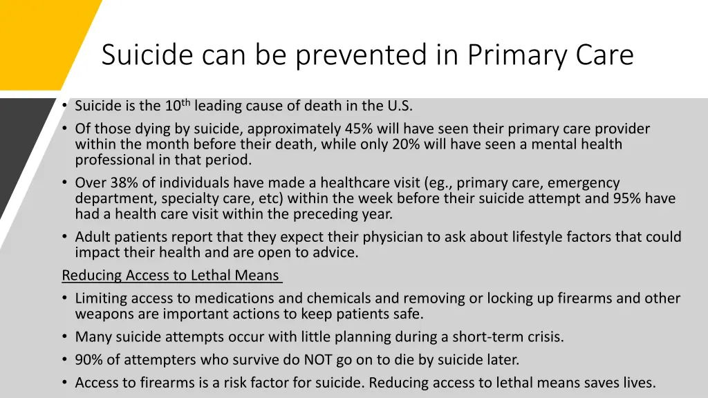 suicide can be prevented in primary care