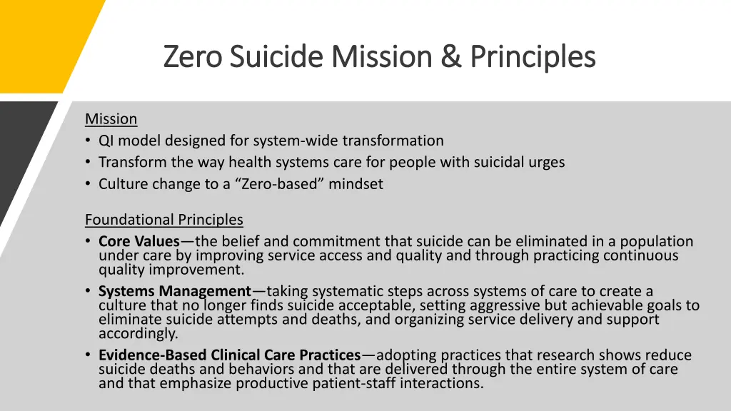 zero suicide mission principles zero suicide