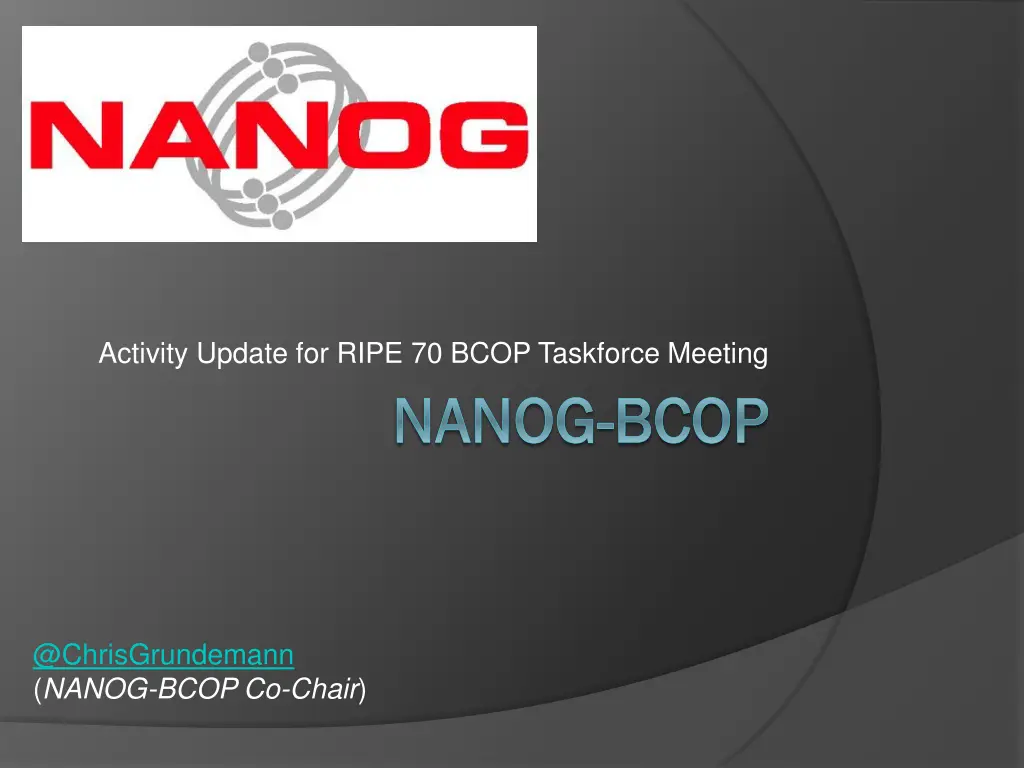 activity update for ripe 70 bcop taskforce meeting