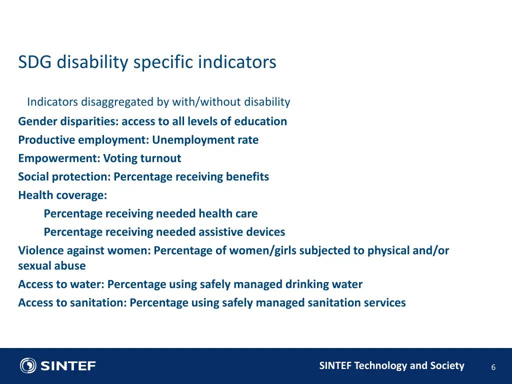 sdg disability specific indicators