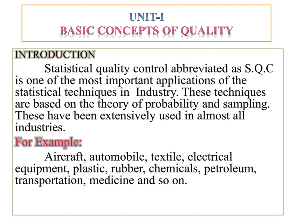 unit i