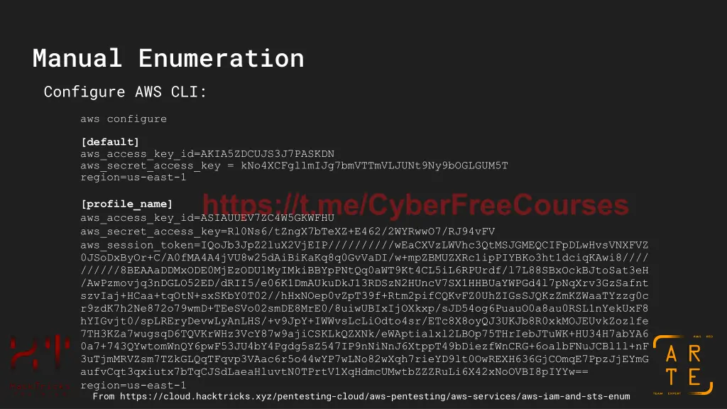 manual enumeration configure aws cli