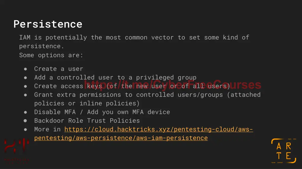 persistence iam is potentially the most common