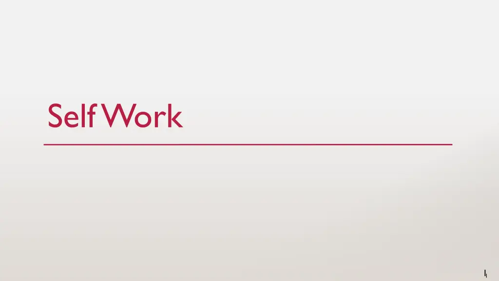 self work
