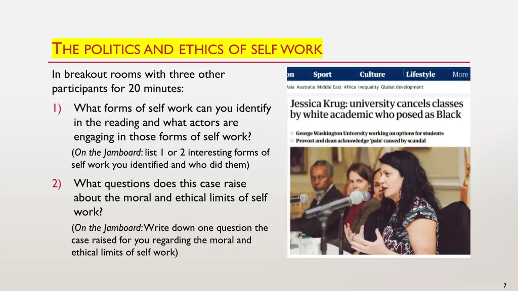 t he politics and ethics of selfwork