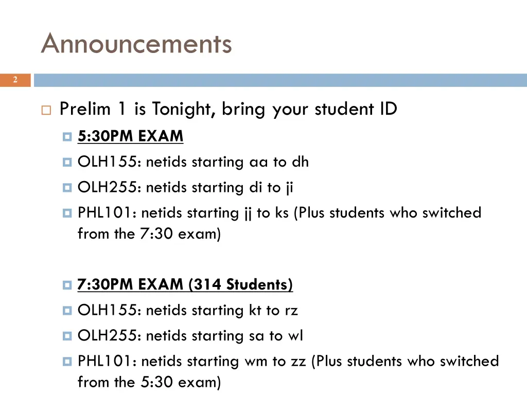 announcements