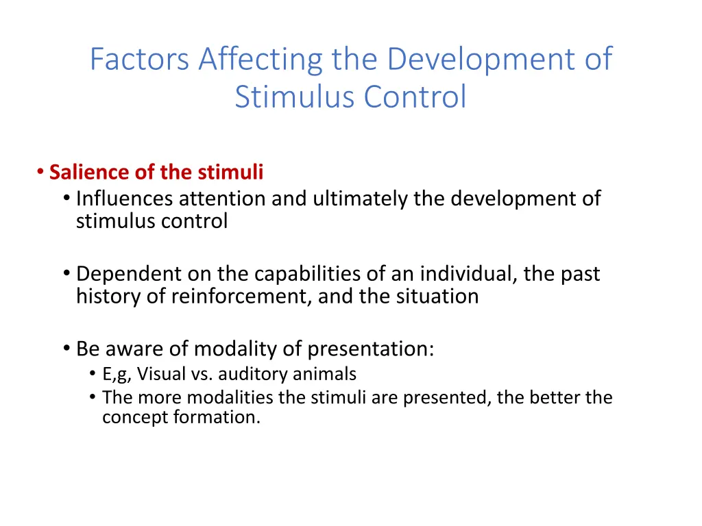 factors affecting the development of stimulus 2