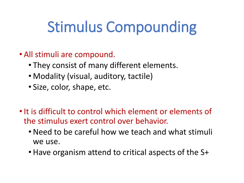stimulus compounding stimulus compounding