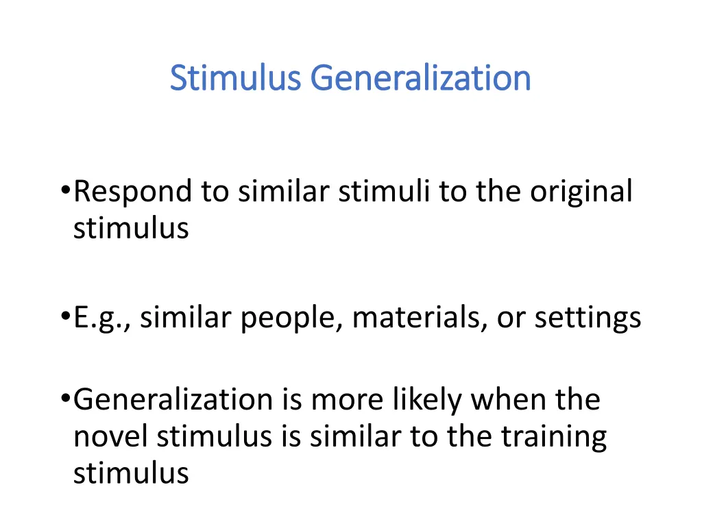 stimulus generalization stimulus generalization 2
