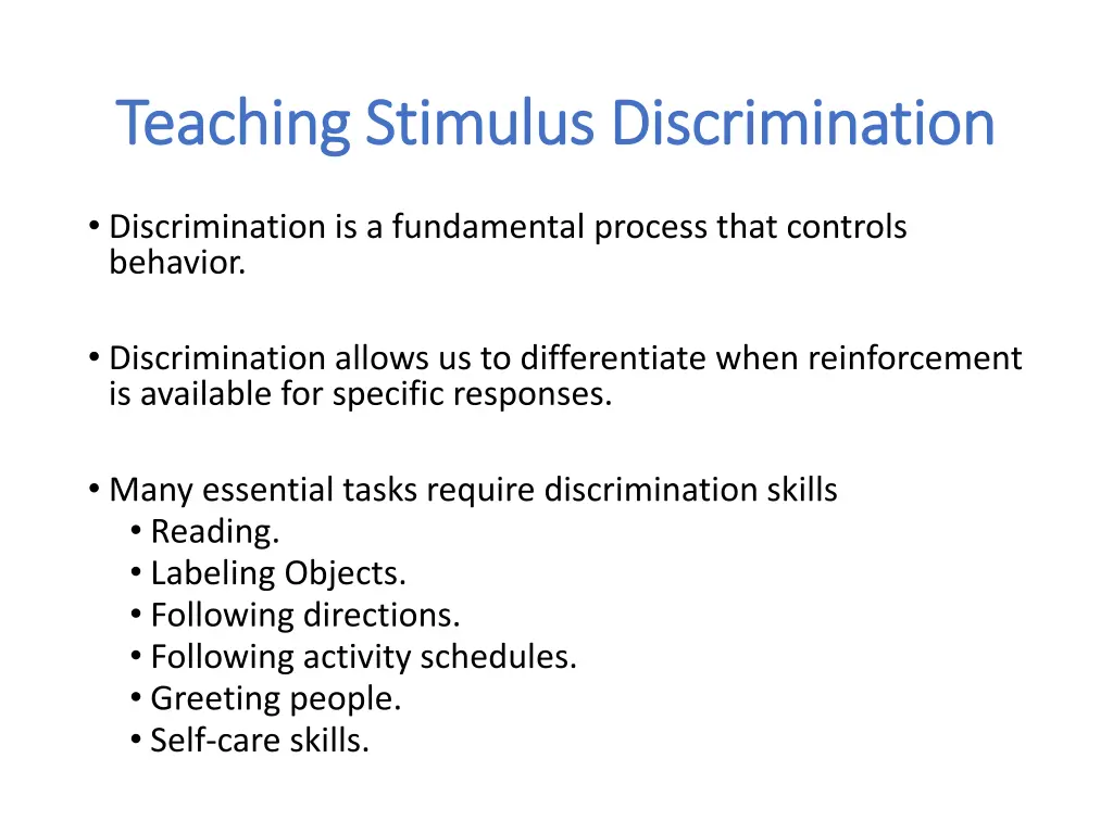 teaching stimulus discrimination teaching